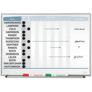 Quartet® 33704 Magnetic Board, 15 Names, 23" x 16", Aluminum (QRT33704)