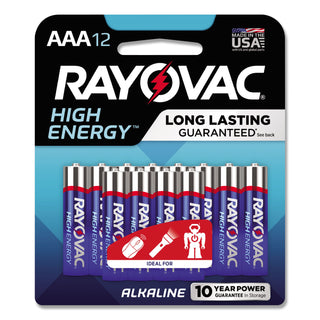 Rayovac® High Energy Premium Alkaline AAA Battery, 12/Pack (RAY82412CF)