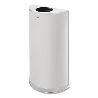 Rubbermaid® European and Metallic Open Top Receptacle, Half-Round, 12 gal, Satin Stainless (RCPSO12SSS)