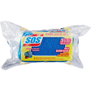 S.O.S.® Scrubber Sponge, All Surface, 3/Pack, Blue (COX91028)