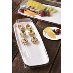 Sabert Mozaik Dome Lid for 9" x 22" Rectangular Platter, Clear (088271)