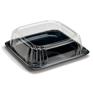 Sabert UltraStack Plastic Platter with Dome Lid, 12", Black (088292)