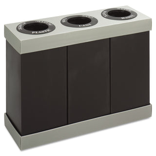 Safco® At-Your-Disposal Recycling Center, Polyethylene, Three 84 gal Bins, Black (SAF9798BL)