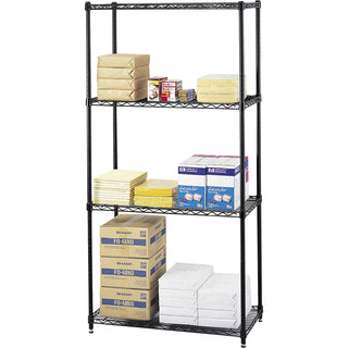 Safco® Commercial Wire Shelving Unit, 36" x 18", 4 Shelves, Black (SAF5276BL)