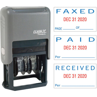 Shachihata Inc. U.S.A. Self Inking Message Dater, Paid/Faxed/Received, Blue/Red Ink (SHA40330)