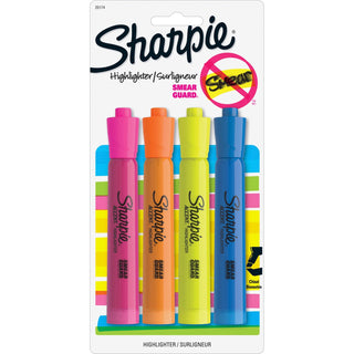 Sharpie® Major Accent Highlighter, Chisel Point, 4 Count, YW/OE/BE/Pack (SAN25174)