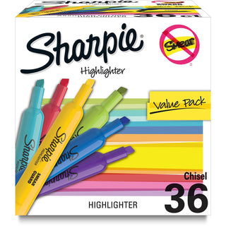 Sharpie® Tank Style Highlighters, Assorted Ink Colors, Chisel Tip, Assorted Barrel Colors, 36/Pack (SAN2157487)