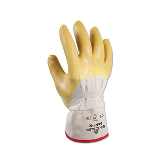 Showa 66NF General Purpose Latex Coated Gloves, Large, White/Natural (845-66NF-10)