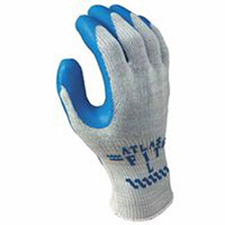 Showa ATLAS® 300 General Purpose Latex Coated Fingers/Palm Gloves, Large, Blue/Gray (845-300L-09)