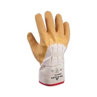 Showa Original Nitty Gritty Palm-Coated Rubber Gloves, Large, White/Yellow (845-66NFW-10)