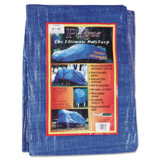 Tarps, Inc. Multiple Use Tarp, 8 ft W x 10 ft L, Polyethylene, Blue (101-0810)