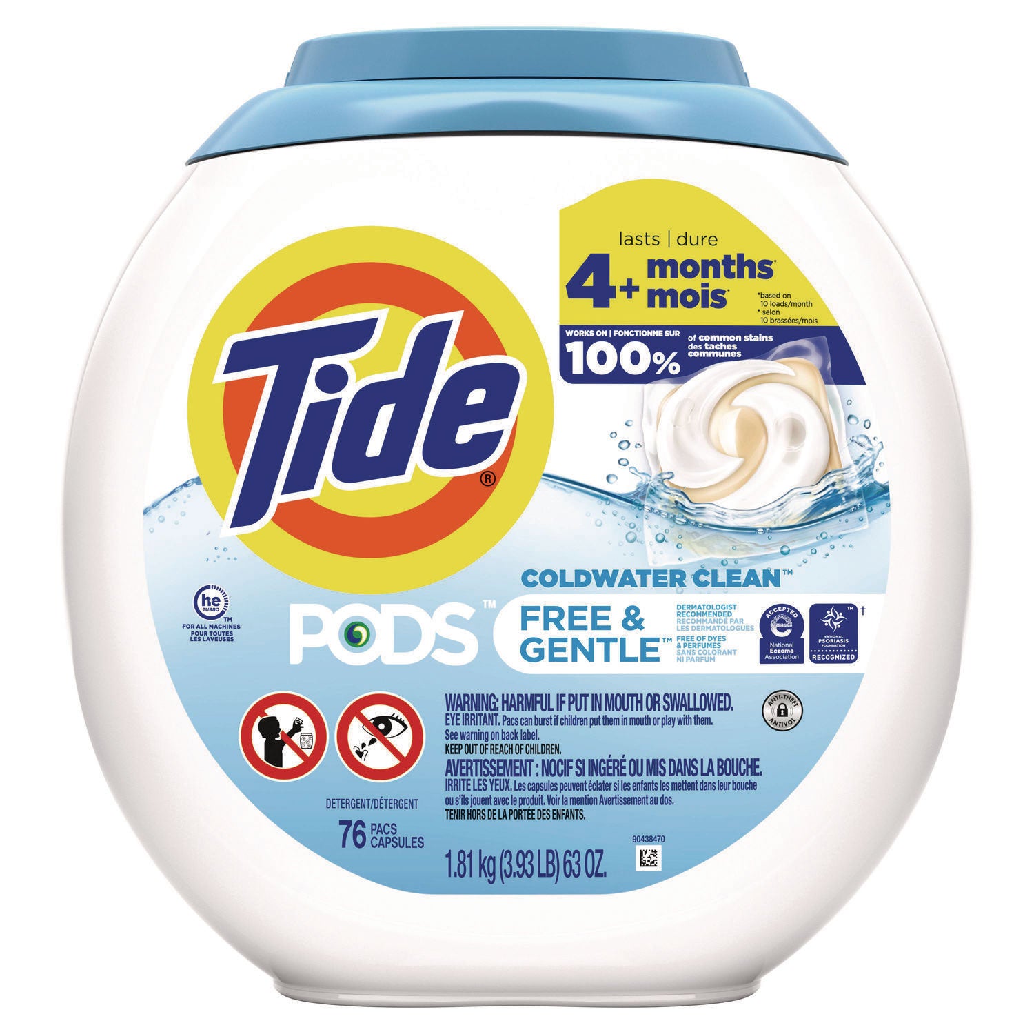 PODS Laundry Detergent, Free and Gentle, 63 oz Tub, 76 Pacs/Tub PODS Laundry Detergent, Free and Gentle, 63 oz Tub, 76 Pacs/Tub