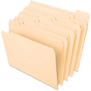 TOPS™ Manila File Folders, Recycled, Top Tab, 1/5 Cut, Assorted, Letter, 100/Box (ESS75215)