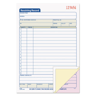 TOPS™ Receiving Record Book, Three-Part Carbonless, 5.56 x 7.94, 50 Forms (TOP46260)