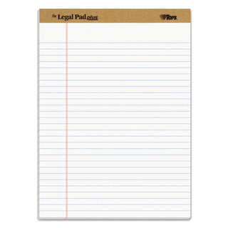 TOPS™ The Legal Pad Plus Ruled Perforated Pads with 40 pt. Back, Wide/Legal Rule, 50 White 8.5 x 11.75 Sheets, Dozen (TOP71533)