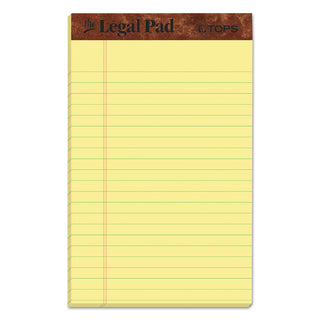 TOPS™ The Legal Pad Ruled Perforated Pads, Narrow Rule, 50 Canary-Yellow 5 x 8 Sheets, Dozen (TOP7501)