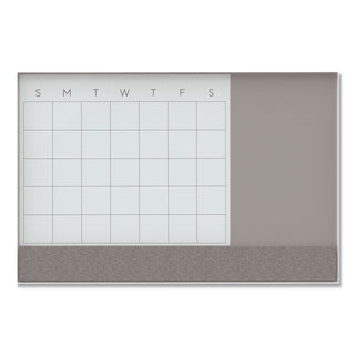 U Brands 3N1 Magnetic Glass Dry Erase Combo Board, 48 x 36, Month View, White Surface and Frame (UBR3198U0001)