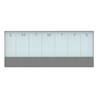 U Brands 3N1 Magnetic Glass Dry Erase Combo Board, 35 x 14.25, Week View, White Surface and Frame (UBR3199U0001)