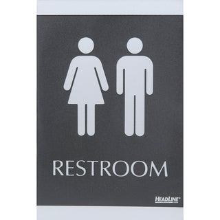 U.S. Stamp & Sign ADA Signs, &quot;Restroom&quot;, Adhesive, 6&quot;x9&quot;, Silver/Black (USS4249)