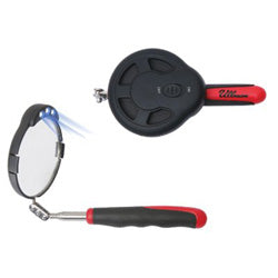 Ullman Devices Corporation Lighted Inspection Mirrors, 3 3/8 in Dia., 6 3/4 in-30 1/4 in L (758-HTS-2LT)