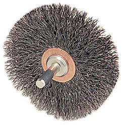 Weiler Stem-Mounted Narrow Conflex Brush, 3 in dia x 1/2 in W Face, 0.014 in Stainless Steel Wire, 20000 RPM, 1/4 in Stem (804-17618)