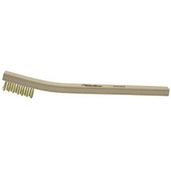 Weiler Small Hand Scratch Brushes, 6 in, 3 X 10 Rows, Brass Wire, Curved Wood Handle (804-44619)