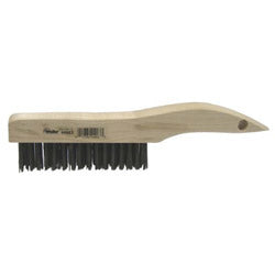 Weiler Shoe Handle Scratch Brush, 10 in, 4 X 16 Rows, Steel Wire, Wood Handle (804-44063)