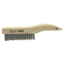 Weiler Shoe Handle Scratch Brush, 10 in, 4 X 16 Rows, Stainless Steel Wire, Wood Handle (804-44064)