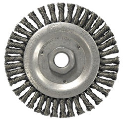Weiler Roughneck® Stringer Bead Wheel, 4-1/2 in dia x 3/16 in W Face, 0.020 in Stainless Steel Wire, 15000 RPM (804-13238)