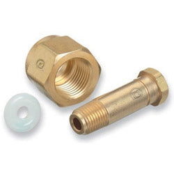 Western Enterprises Regulator Inlet Nipple, CO2, 1/4 in (NPT), 2-1/2 in, Brass, CGA-320, Hand-Tight (312-6-CO-4)