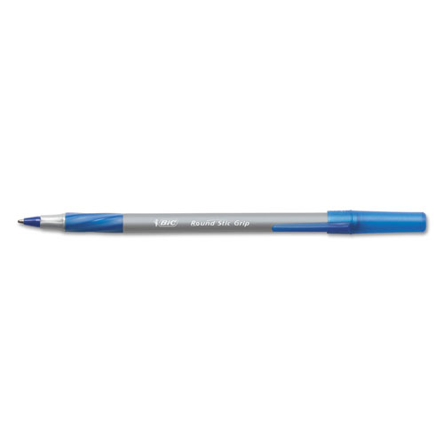 Bic Round Stic Grip Xtra Comfort Stick Ballpoint Pen, 0.8mm, Blue