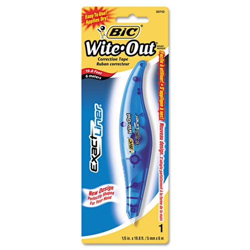 Bic Wite-Out Brand Exact Liner Correction Tape, Non-Refillable, Blue,