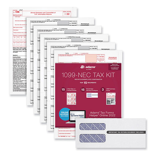 Adams Business Forms Five-Part 1099-NEC Online Tax Kit, Five-Part -  22906KIT