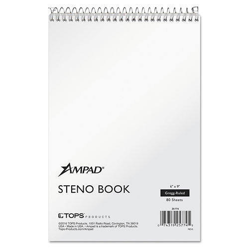 Ampad Steno Pads, Gregg Rule, Tan Cover, 80 White 6 x 9 Sheets -  25-774