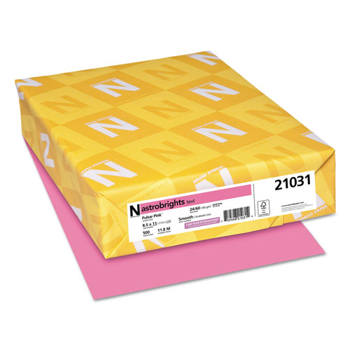 Astrobrights Color Paper, 24 lb, 8.5 x 11, Pulsar Pink, 500/Ream -  21031