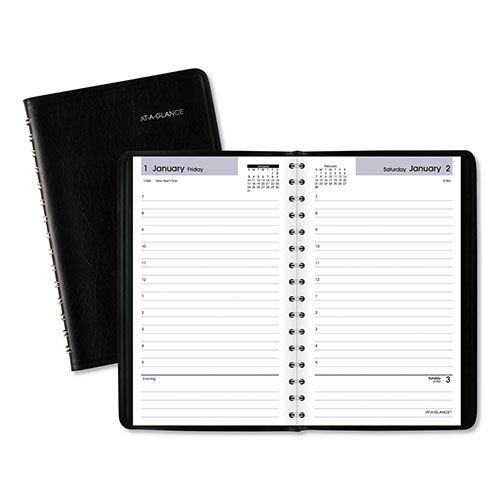 At-A-Glance DayMinder Daily Appointment Book, 8 x 5, Black Cover, -  SK44-00