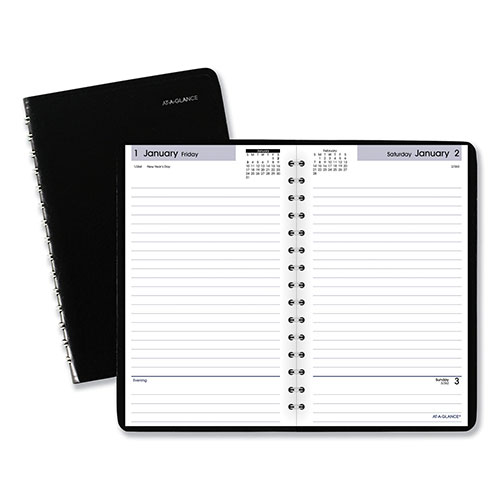 At-A-Glance DayMinder Daily Appointment Book, 8 x 5, Black Cover, -  SK46-00