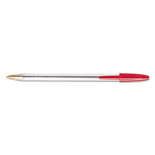 Bic Cristal Xtra Smooth Stick Ballpoint Pen, 1mm, Red Ink, Clear