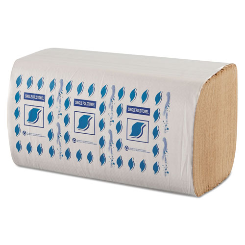 GEN Single-Fold Paper Towels, 1-Ply, Kraft, 9"" x 9.25"", 12/Carton -  SF5001K