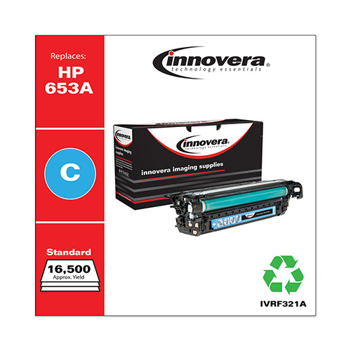 Innovera Remanufactured Cyan Toner Cartridge, Replacement for HP 653A -  F321A