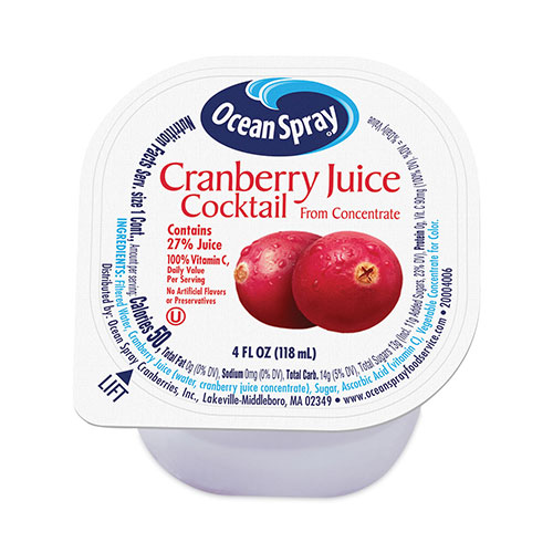 Ocean Spray Cranberry Juice Drink, Cranberry, 4 oz Cup, 18/Box -  30700003