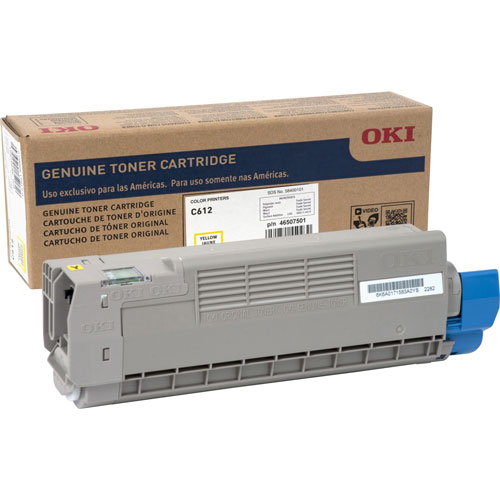 Okidata Toner Cartridge for C612, 6,000 Page Yield, Yellow -  46507501