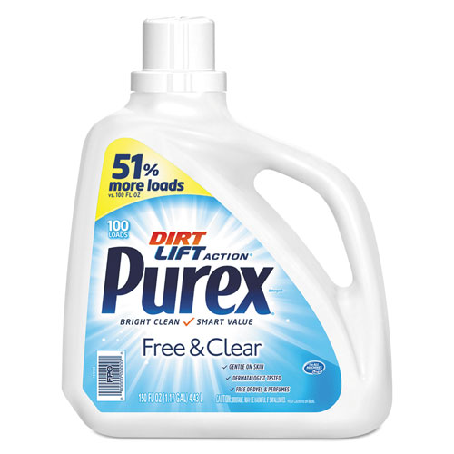 Purex Free and Clear Liquid Laundry Detergent, Unscented, 150 oz -  05020