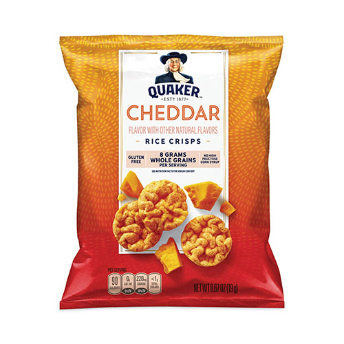 Quaker Foods Rice Crisps, Cheddar Cheese, 0.67 oz Bag, 60 Bags/Box -  29500051
