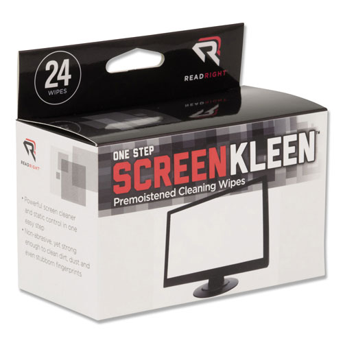 Read Right/Advantus OneStep Screen Cleaner, 5 x 5, 24/Box -  Read Right/Advantus Corporation, RR1209