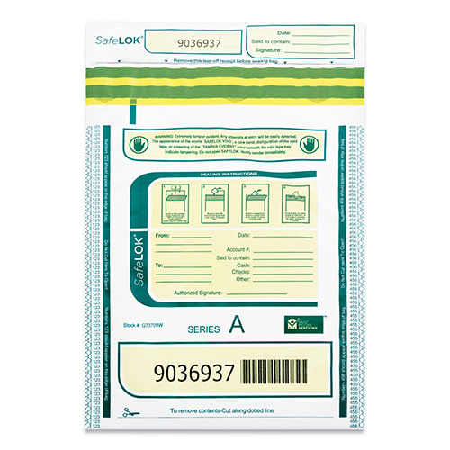 SafeLOK™ Deposit Bag, 9 x 12, 2 mil Thick, Plastic, White/Gray, -  585089