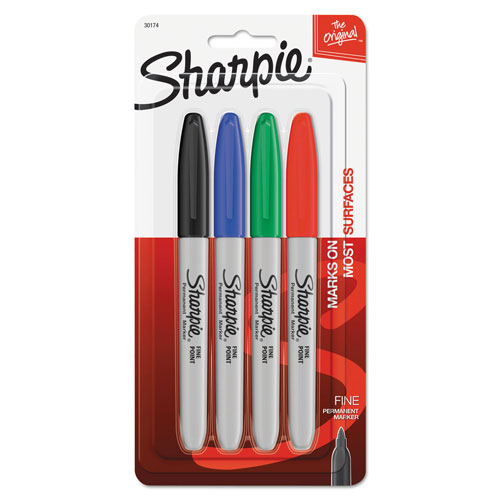 Sharpie® Fine Tip Permanent Marker, Assorted Colors, 4/Set -  30174PP