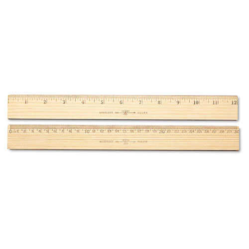 Westcott® Wood Ruler, Metric and 1/16" Scale with Single Metal