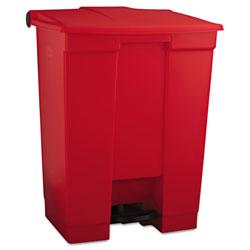 Rubbermaid Indoor Utility Step-On Waste Container, Rectangular, Plastic, 18 gal, Red