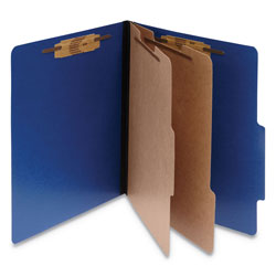 Acco ColorLife PRESSTEX Classification Folders, 2 Dividers, Letter Size, Dark Blue, 10/Box